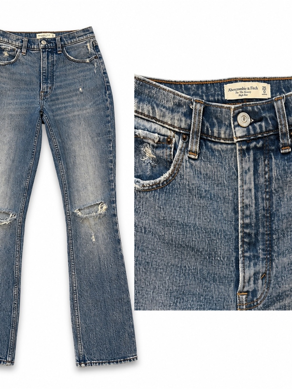 Abercrombie & Fitch Distressed Medium Blue Slim Straight Jeans
